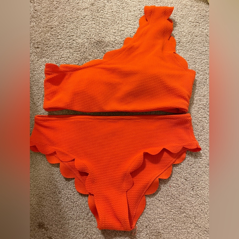Dry Goods Orange Bikini with Scalloped Edges